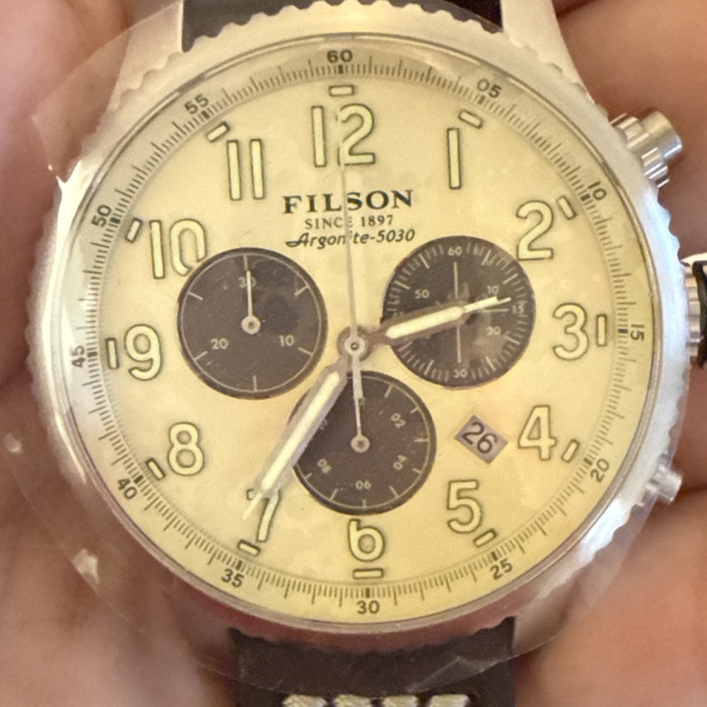 Filson Mackinaw Argonite 5030 Quartz Chronograph 43mm Stainless Steel Watch NIB - Picture 9 of 9